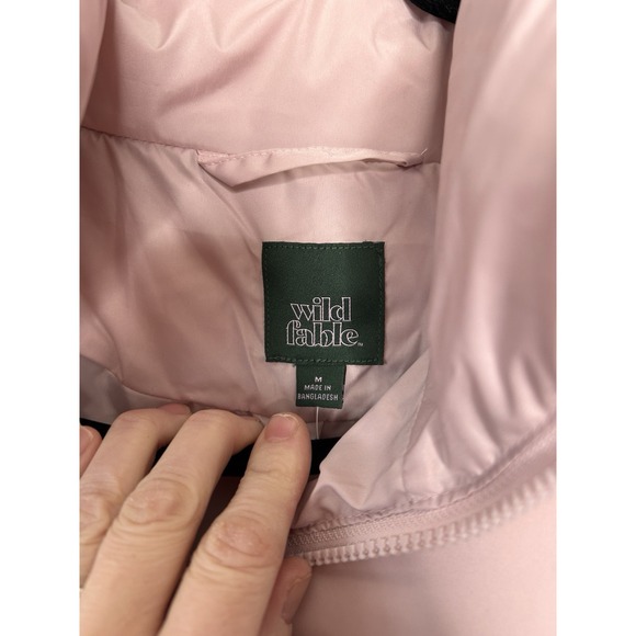 Wild Fable Collared Padded Zip Puffer Jacket Water Resistant Pink Women M New - Picture 3 of 9